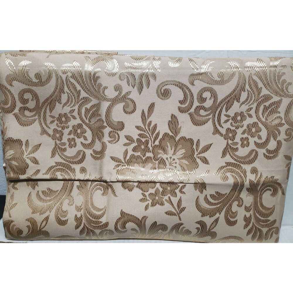 Fabric Tablecloth,60"x84"Rectangle, GOLD DAMASK FLOWERS ON BEIGE,CHARLOTTE,AL